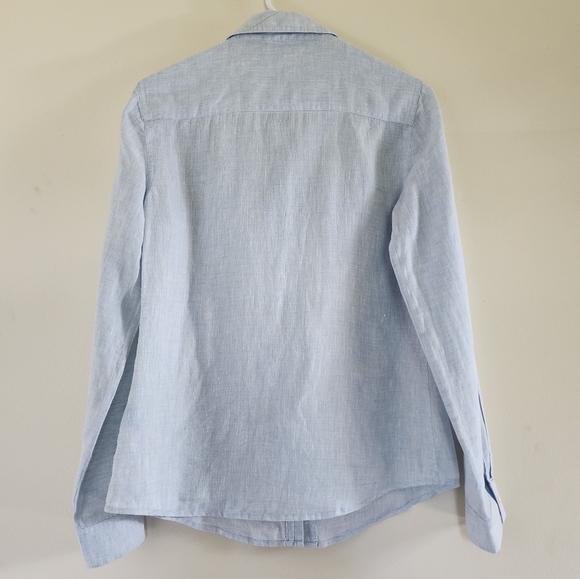 J. McLaughlin Britt Linen Shirt Button Down Light Blue Size Small - Picture 9 of 14
